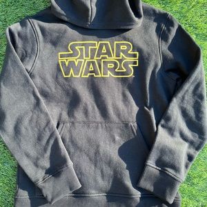 Star Wars Black fleece pull over hoodie with back graphic Youth M NWOT